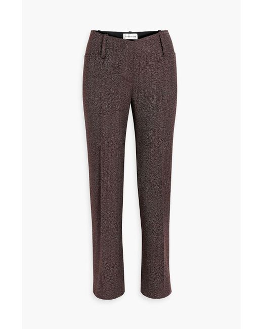 Victoria Beckham Red Herringbone Wool Straight-leg Pants