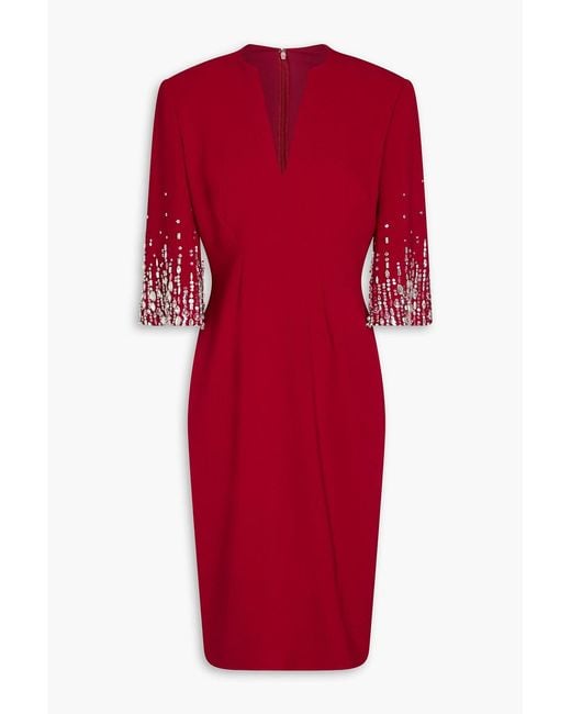 Jenny Packham Red Embellished Crepe Dress