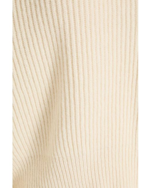 Petar Petrov Natural Crossover Ribbed Wool And Cashmere-blend Sweater