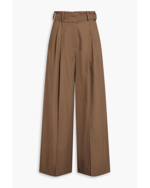 Rejina Pyo Brown Carter Belted Wool-blend Twill Wide-leg Pants