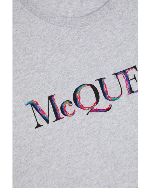 Alexander McQueen T-shirt aus baumwoll-jersey mit stickereien in Gray für Herren