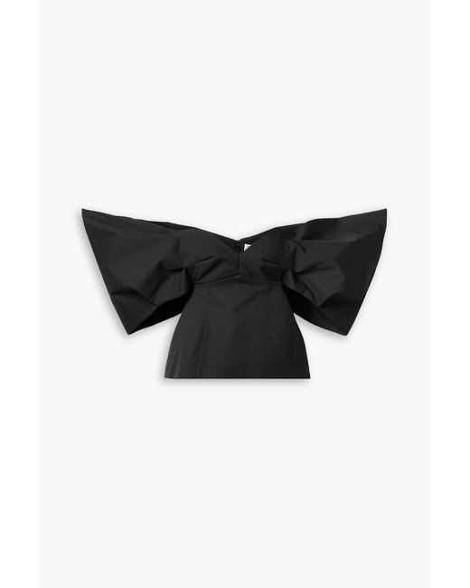Rosie Assoulin Black Making Your Point Off-the-shoulder Cotton-blend Twill Top