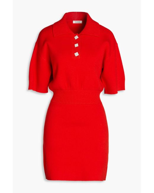 Sandro Red Knitted Mini Dress