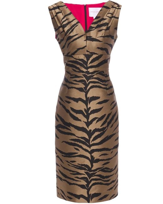 Carolina Herrera Brown Tiger-jacquard Dress