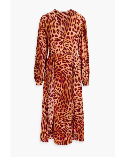 Stella McCartney Red Leopard-print Silk-chiffon Midi Dress