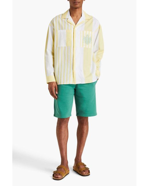 Maison Kitsuné Yellow Striped Printed Cotton-seersucker Shirt for men