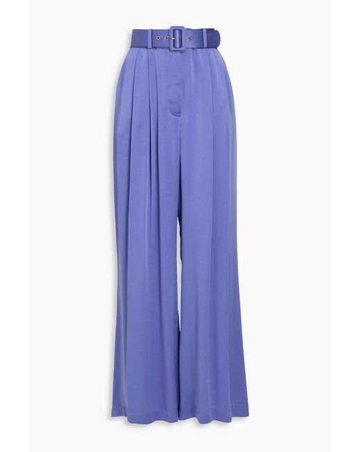 Zimmermann Purple Belted Washed-Silk Wide-Leg Pants