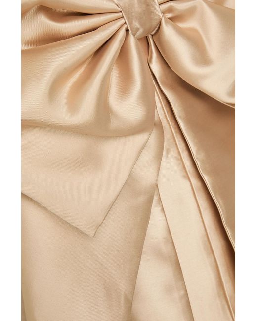 Odd Muse Natural Bow-detailed Metallic Satin-twill Mini Dress