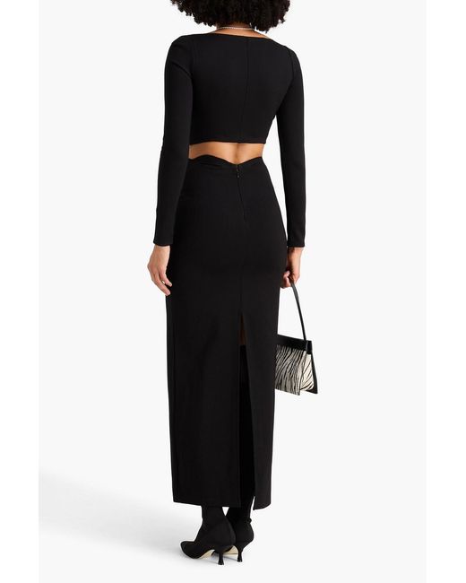 Staud Black Petunia Ruched Jersey Maxi Skirt