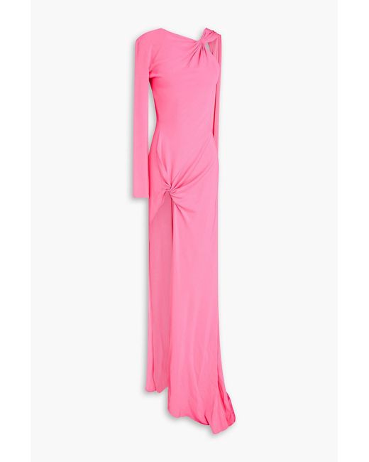 David Koma Pink One-Sleeve Twisted Jersey Gown