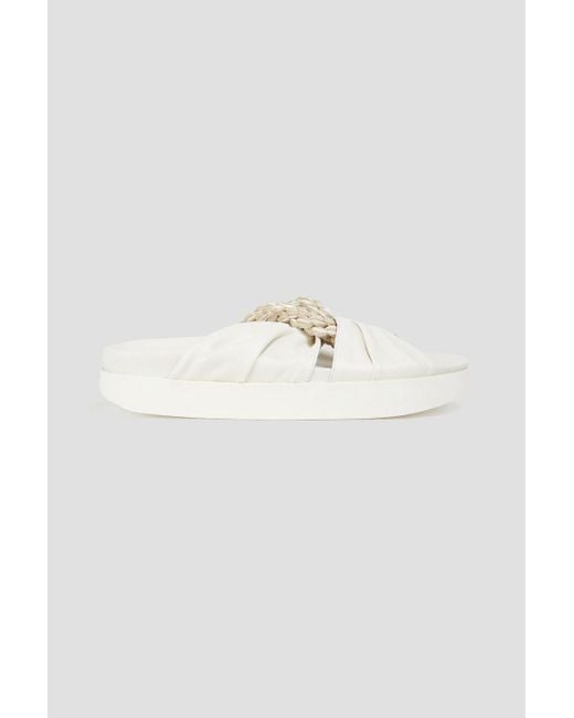 Zimmermann White Twisted Leather And Cord Slides