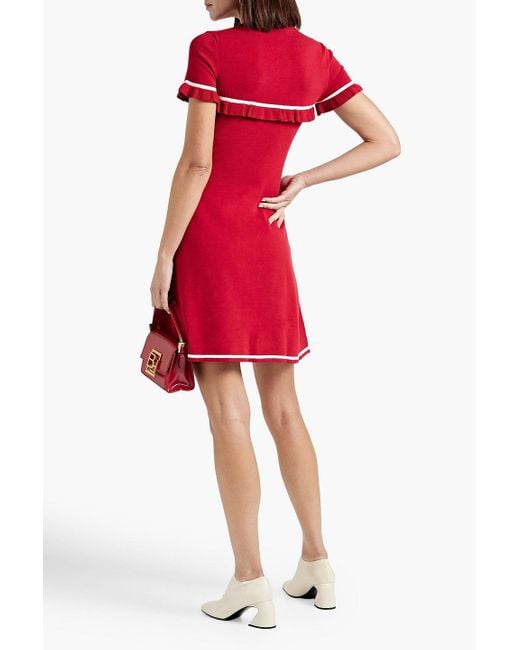 RED Valentino Red Ruffled Knitted Mini Dress