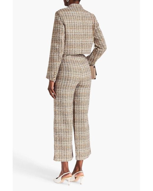 Maje White Cropped Metallic Tweed Jacket
