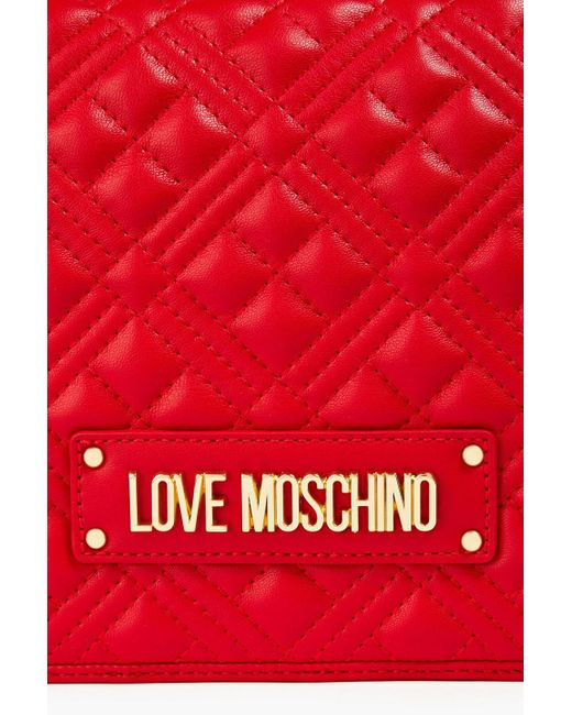 Love Moschino Red Schultertasche aus gestepptem kunstleder