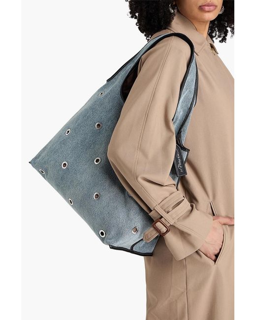 3.1 Phillip Lim Blue Eyelet-Embellished Denim Shoulder Bag