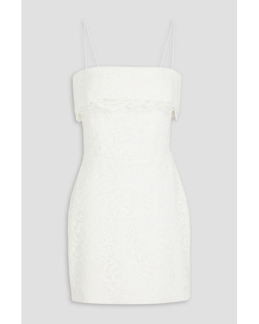 Rasario White Cotton-blend Corded Lace Mini Dress