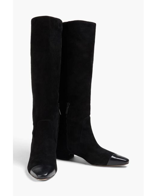Veronica Beard Black Cecile Suede And Leather Knee Boots