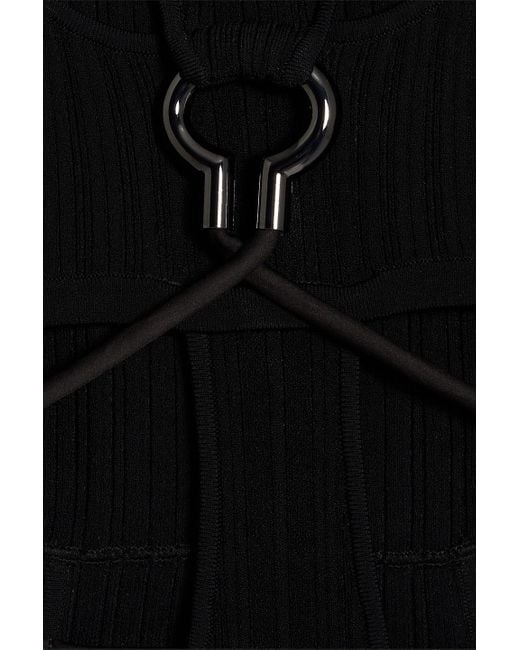 Hervé Léger Black Cutout Ring-embellished Bandage Maxi Dress