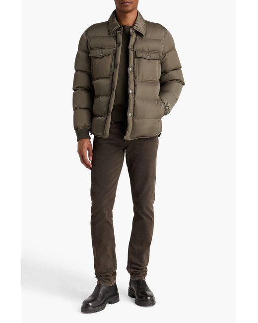 Tom Ford Brown Leather-Trimmed Quilted Padded Shell Down Jacket for men