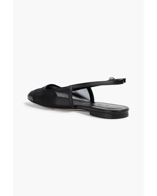 Aeyde Black Geraldine Mesh And Leather Slingback Flats