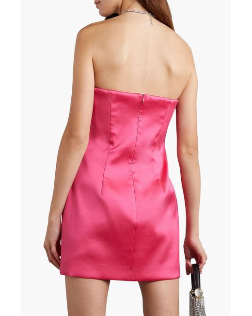Magda Butrym Pink Trägerloses minikleid aus glänzendem twill