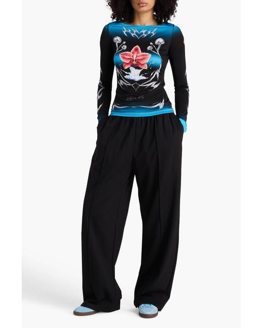 Casablanca Blue Printed Jersey Top