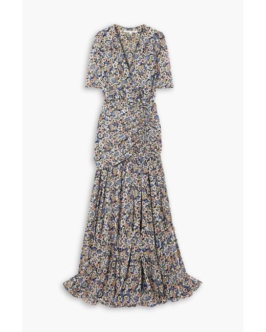 Veronica Beard Gray Mick Floral-print Silk-chiffon Maxi Dress