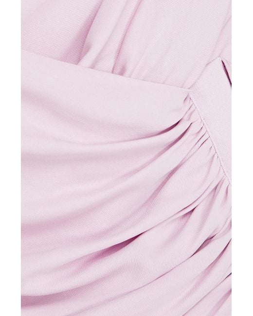 Hervé Léger Pink Draped Ruched Jersey Mini Dress