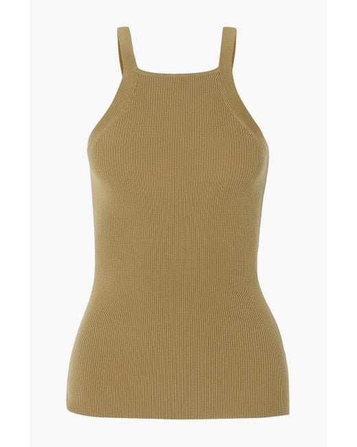 Michael Kors Green Ribbed Merino Wool-blend Tank