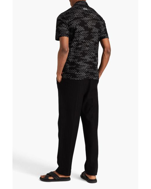 Missoni Black Appliquéd Crochet-knit Cotton-blend Polo Shirt for men