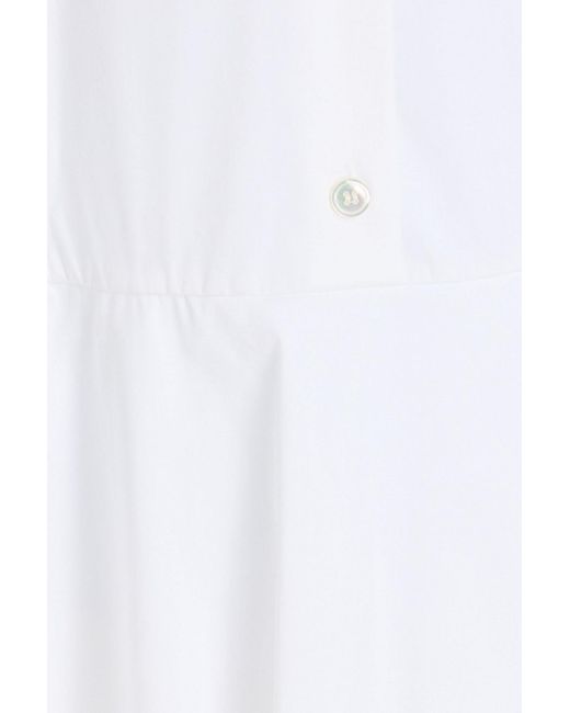 Theory White Cotton-Blend Poplin Mini Dress