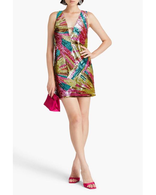 Zuhair Murad White Cutout Sequined Tulle Mini Dress