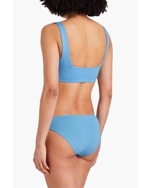 Onia Blue Lily Striped Mid-rise Bikini Briefs