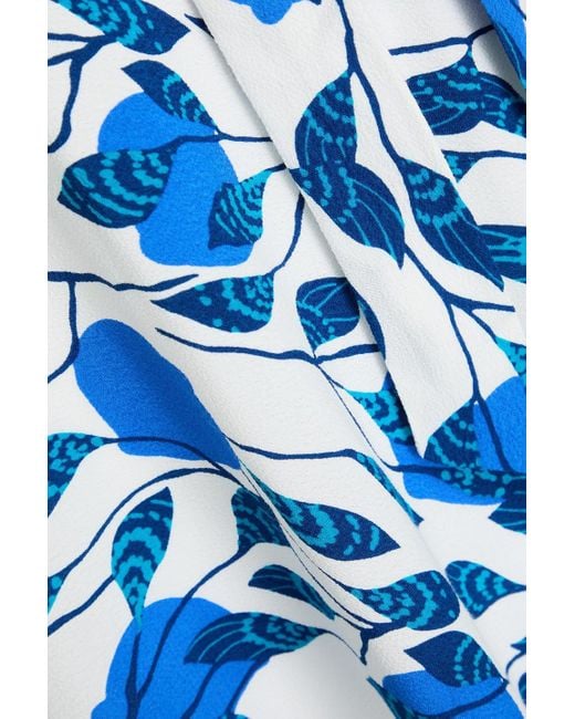 Diane von Furstenberg Blue Eloise asymmetrisches midi-wickelkleid aus crêpe mit print
