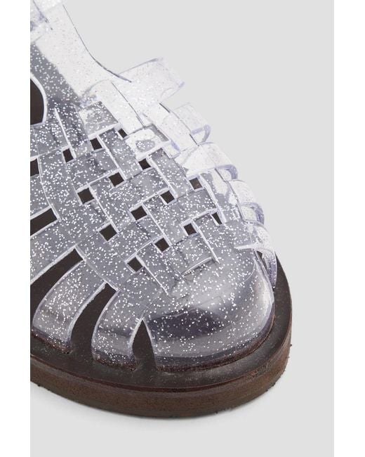 Ancient Greek Sandals White Homeria Glittered Pvc Fisherman Sandals