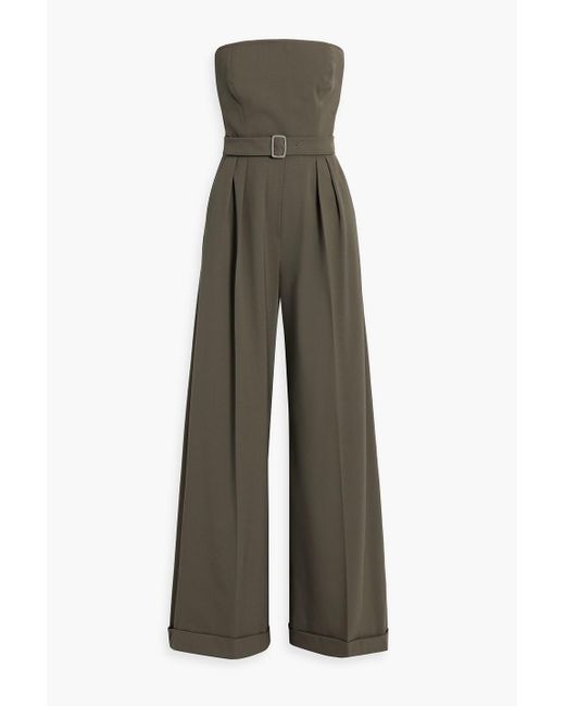 【送料&関税込】Max Mara Studio Wide-leg Pants Jumpsuit MAX MARA STUDIO Pleated satin-crepe wide-leg jumpsuit | THE
