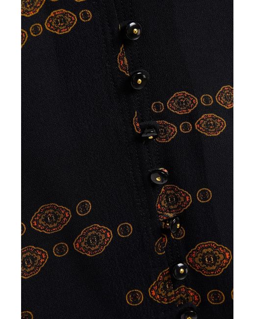 Nicholas Black Gathered Printed Chiffon Blouse