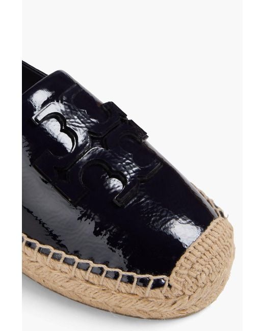 Tory Burch Black Ines Patent-Leather Espadrilles