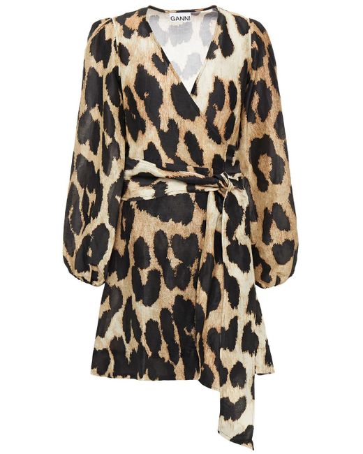 Ganni Leopard-print Linen And Silk ...