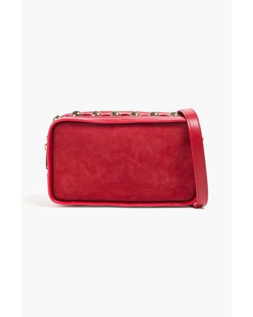 Jonathan Simkhai Red Amaya Studded Suede And Leather Cross-Body Bag
