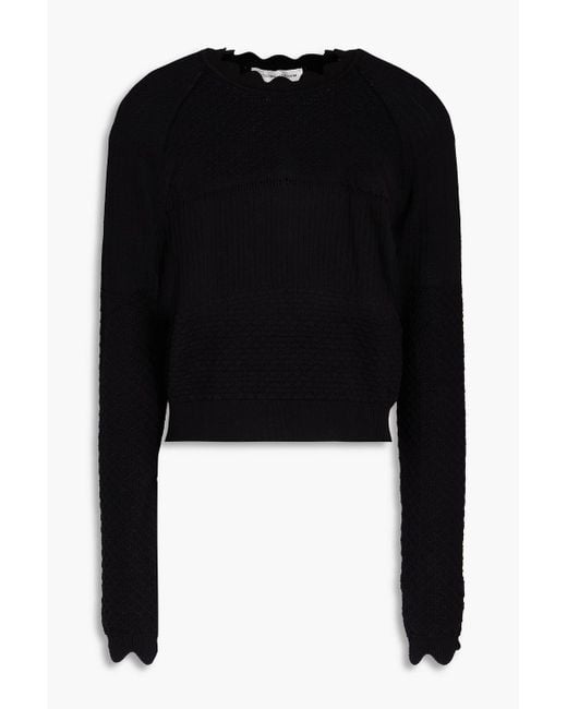 Victoria Beckham Black Crochet-knit Cotton-blend Sweater