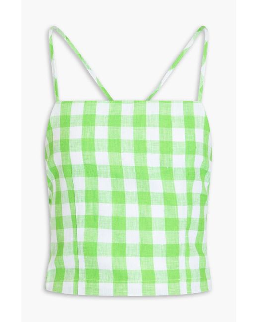 Mara Hoffman Green Carrie cropped oberteil aus hanf mit karomuster