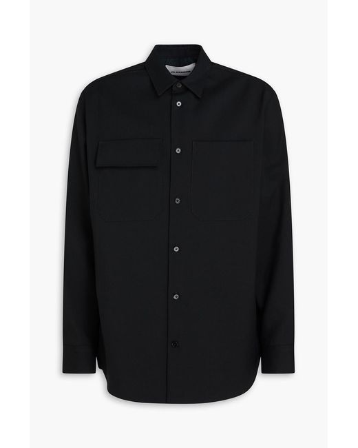 Jil Sander Black Wool-Gabardine Shirt for men