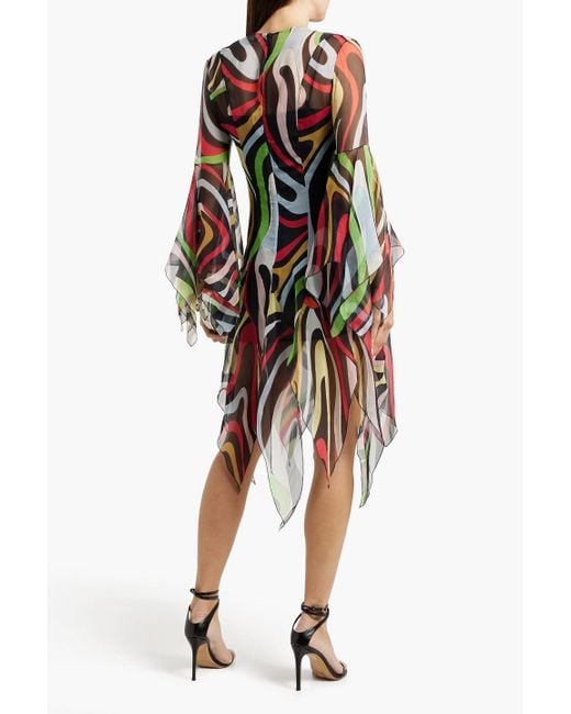 Emilio Pucci Black Kleid aus seiden-georgette mit print