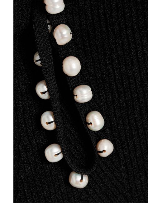 Galvan Black Thalia Embellished Ribbed-knit Maxi Dress