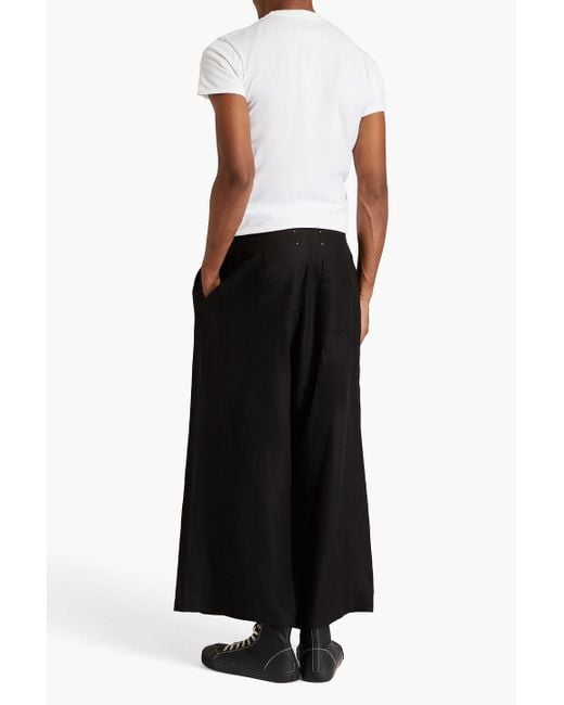 Maison Margiela Black Pleated Linen-twill Pants for men