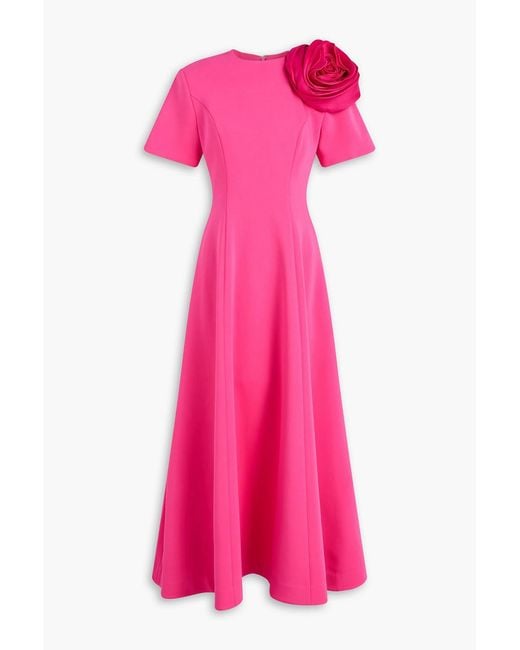 Rachel Gilbert Pink Vya Floral-appliquéd Crepe Maxi Dress