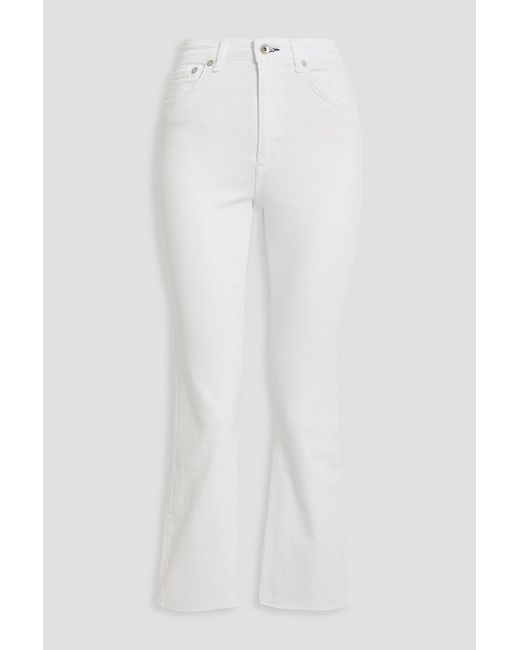 Rag & Bone White Nina Frayed High-rise Kick-flare Jeans