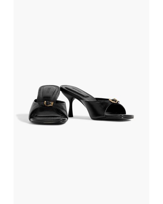Jonathan Simkhai Black Carey Buckled Leather Mules