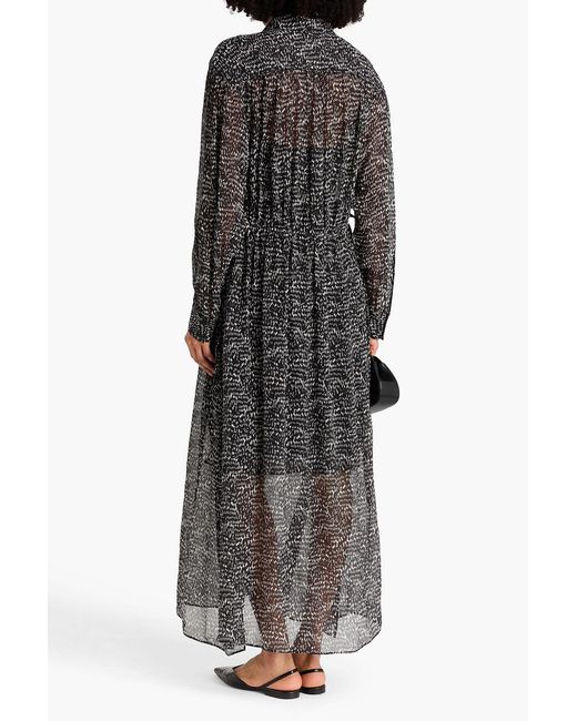 Rag & Bone Black Emmy Printed Silk-Blend Crepon Maxi Dress